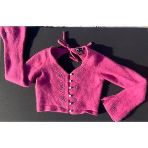 Vintage Betsey Johnson Embroided Crop Button top🌺